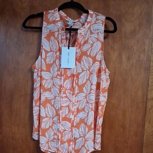 41 Hawthorn Orange and White Leaf Print Blouse